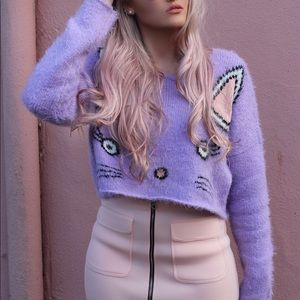 WILDFOX COUTURE Fuzzy Baby Cropped Sweater💕